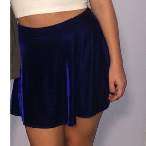 Tobi Blue Velvet Skater Skirt